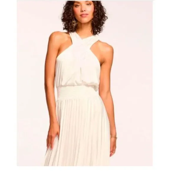 Ramy Brook Women's Arina Sleeveless Pleated Maxi Dress White Sz 0  4 NWT 645 - Picture 3 of 4